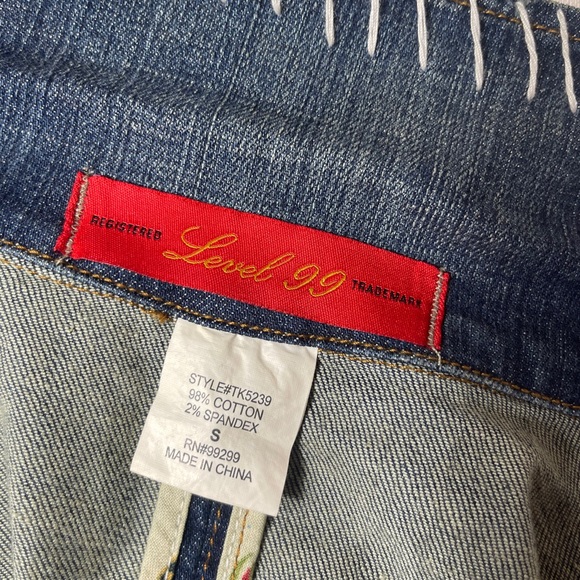 Level 99 distressed denim blazer embroidery pocket - Picture 6 of 6